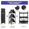 Foldable Storage Shelves on Wheels 3-Tier Heavy-Duty Steel Rack Shelving Units