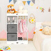 Children Armoire Dresser Kids Wooden Hanging Dress Up Wardrobe with Mirror
