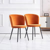Set of 2 Dining Chairs Velvet Padded Seat Metal Legs Kitchen Chair Home Office