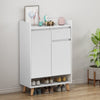 White Shoe Cabinet Storage Rack Living Room Wood 1 dwawer 2 Door 4 Shelf