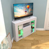 RGB LED Corner TV Unit Stand Cabinet Light Modern White High Gloss Doors & Matt