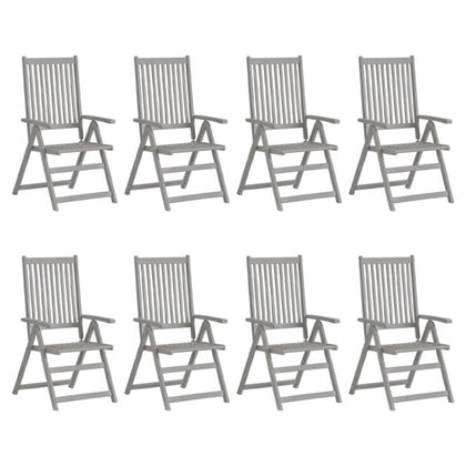 Garden Reclining Chairs 8 pcs Grey Solid Acacia Wood Y5Q6