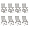 Garden Reclining Chairs 8 pcs Grey Solid Acacia Wood Y5Q6