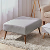 Large Stool Linen Upholstered Wooden Leg Bench Footstool Pouffe Seat Side Chair