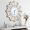 Large 60cm Round Mirror Clock Irregular Bevelled Sun Burst Mirrored Wall Clock