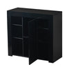 Modern High Gloss Bedside Table 6 Storage with Door Nightstand Cabinet LED Light