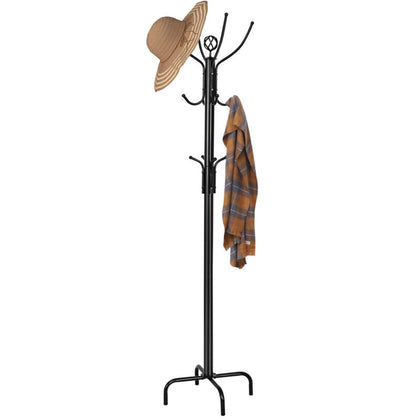 Floor Standing Hat Coat Scarf Stand Hanger w/12 Hooks Umbrella Stand Tree Rack
