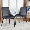 Pair of Faux Leather Velvet Dining Chiars Padded Seat Metal Legs Kitchen Chair