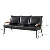 Modern 3-Seater Faux Leather Sofa Armchair Black/Cream/Brown Couches Living Room
