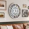3D Large Mirrored Wall Clock Diamond Crystal Roman Numerals Silver Wall Clock UK