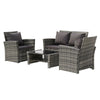 RATTAN GARDEN SOFA TABLE SET 4 PIECE CHAIRS SOFA TABLE OUTDOOR PATIO WICKER SETS