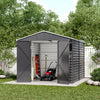 8X8.5FT Grey Metal Shed Garden Shed with Lockable Double Door & Air Vents Window