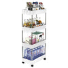 4 Tiers Kitchen Handle Trolley Cart Storage Rack Tray Shelf Rolling Wheel