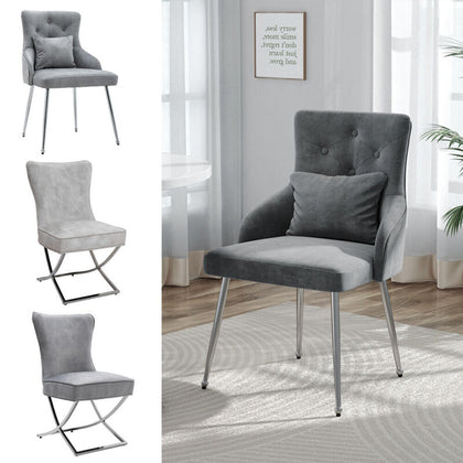 Restaurant Kitchen Seat Side Chair Velvet PU Leather Cushion Padded Dining Chair