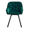 2 x Rotatable Dining Chairs Padded Velvet Seat Metal Legs Swivel Kitchen Modern