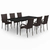 7 Piece Garden Dining Set Brown and Black F7W8