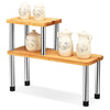 2 Tier Bamboo Storage Shelf Kitchen Bathroom Organiser Free Standing Two Method
