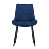 Set of 2 Blue Dining Chairs Diamond Velvet Padded Seat Back Dining Room Chair