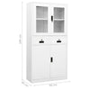 Office Cabinet White 90x40x180 Steel and Tempered Glass E3D0