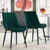 Set of 2 Dining Chairs Velvet Padded Seat Metal Leg Kitchen Chairs Multicolor