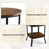 2-Tier Round End Table Industrial Sofa Side Table w/ Open Shelf and Steel Legs