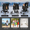4-Wheel Pet Stroller Dog Cat Walk Travel Carrier Carriage with Storage Basket