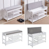2 Tier Wooden Hallway Shoe Rack Storage Bench Bed End Stool Fabric Padded Seat