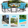 3 Pieces Rocking Bistro Set Outdoor Wicker Furniture Tempered Glass Coffee Table