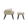 Upholstered Armchair Footstool Set Vintage Tufted Accent Living Room Fireside