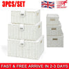 Set of 3 Resin Wicker Woven Storage Baskets Hamper Box With Lid Lock Large Unit