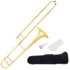 B Flat Tenor Slide Trombone Brass w/Gloves Portable Brass Musical Instrument
