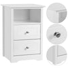 White Bedside Cabinet, Nightstand Bedside Table with 2 Drawers Cubby for Bedroom