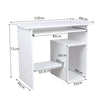 UK Computer Desk with Shelves Storage Shelf Keyboard Tray Laptop Table White