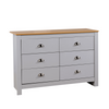 Chest of 6 Drawers Grey Wooden Bedroom Home Furniture Clothing Storage Sideboard