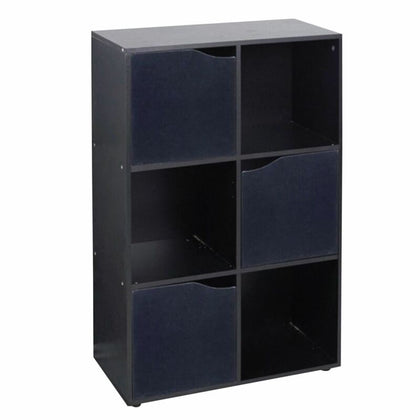 6 Cube Wooden Bookcase Shelving Display Shelves Storage Unit Shelf Door BLACK