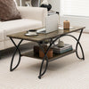 Modern Coffee Table 2-Tier Faux Marble Accent Table Snack End Table Living Room