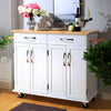 White Kitchen Island Breakfast Bar Block Cabinet Storage Trolley Cart Table Home