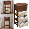 Chest of Drawers Cabinet Bedroom 2 Drawer 3 Baskets Wooden Wicker Living Room