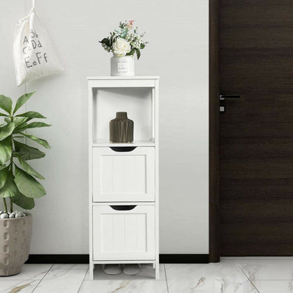 White 2 Drawers Cabinet Bedside Table Bathroom Shelf Nursery Storage Cupboard