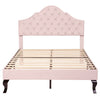 Double Size Bed 4ft6 Velvet Upholstered Bed with Headboard for Kids Teens QU