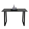 U-shaped Legs Dining Table Black Metal Frame Tempered Glass Home Kitchen Modern