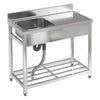 Catering Sink Stainless Steel Commercial Kitchen Wash Sinks w/Shelf/Backsplash