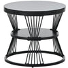 Modern Round Coffee Tables Set of 2 End Table Nesting Tables Marble Pattern QA