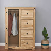 Modern 1 Door Chest of Drawers 4 Solid Pine Bedroom Wardrobe Sideboard Cabinet