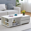 LED Extending Coffee Table With 4 Drawers 4 Shelf Living Room Modern Wood