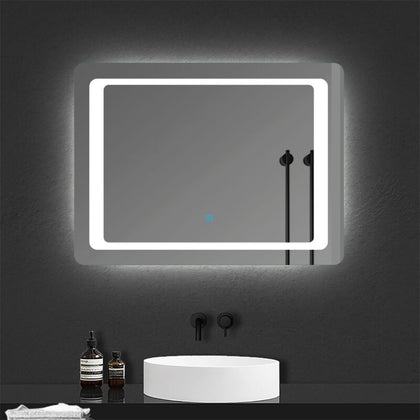 Illuminated Bathroom Mirror with LED Lights Demister Touch Sensor Wall Mounted