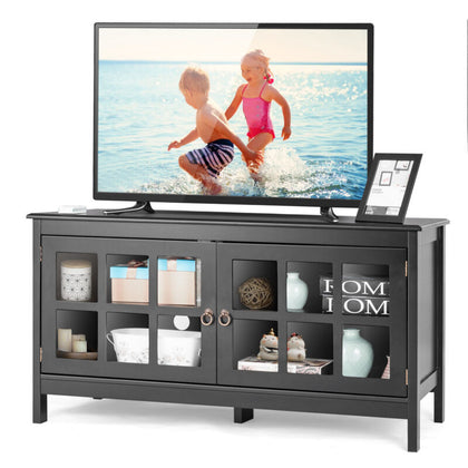 TV console table for TVs up to 50'' Modern TV Stand Glass Door Storage Cabinet