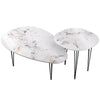 2pcs Luxury Coffee Table Marble Effect Cafe Center Table Living Room Bedroom Dec
