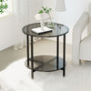 Modern Round Tempered Glass Coffee Table Accent End Table Apartment Space Saving