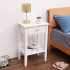 Wooden Bedside Table Cabinet Side w/Drawer&Shelf Nightstand Storage Bedroom